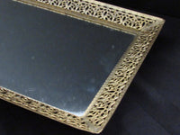 Vintage Gold Filigree Vanity Tray Mirrored Perfume Tray Oversized Decorative Rectangular Tray French Mid Century Style Home Decor 13 x 19