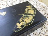 Vintage Butterfly Decoupage Card Holder Storage Box Divided Box Cottage Chic Naturalist Decor OOAK Handcrafted Box