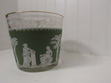Vintage Jeanette  Hellenic Green Jasperware Ice Bucket/Bowl Mid Century Bar Collectible Glass Avocado Green Painted Glass
