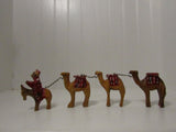 Vintage Hand Carved Wooden Camels Bethlehem Nativity Home Travel Decor Christmas Decor Camel Procession Set of 4