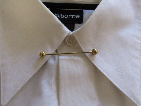 Vintage Gold Barbell Collar Bar Collar Stay Tie Pin Menswear Accessories Buisness Wear Sharp Dressed Man Circa 1980's