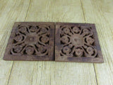 Vintage Wooden Hanging Trivet Primitive Wood Wall Hanging Plant Stand Candle Holder Ethnic Handmade India Home Kitchen Decor Set 2 Boho