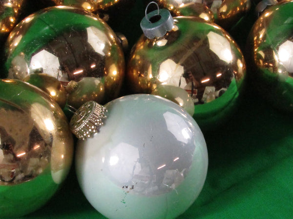 Vintage Glass Ornaments Christmas Tree Ornaments Vintage Ornaments Gold Glass Balls 1990s Decor Made in Germany Set of 10