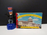 Vintage Patriotic Jumping Uncle Sam Toy Hong Kong OR Booklet of 15 Kodachrome Reproduction Postcard Book The Nation's Capital US Memorabilia