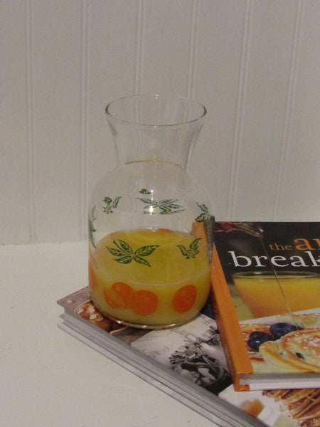Vintage Orange Juice Glass Carafe Pitcher 