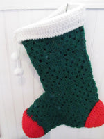 Vintage Handcrafted Crochet Christmas Stockings Mid Century Crafting  Christmas Booty Holiday Decor/Traditions