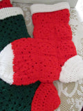 Vintage Handcrafted Crochet Christmas Stockings Mid Century Crafting  Christmas Booty Holiday Decor/Traditions