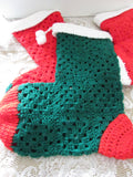 Vintage Handcrafted Crochet Christmas Stockings Mid Century Crafting  Christmas Booty Holiday Decor/Traditions