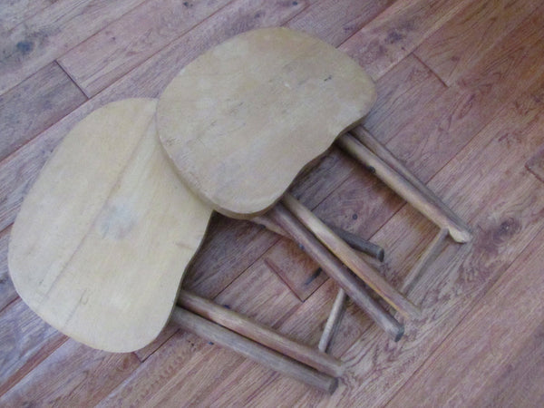 Vintage Wooden Stool NEVCO Fold N Carry Stool Patented Yugoslavia Camping/Glamping Picnic Stool