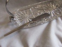 Vintage Cut Glass Butter Dish Cracker/Cheese Plate Vintage Anchor Hocking Early American Star Pattern