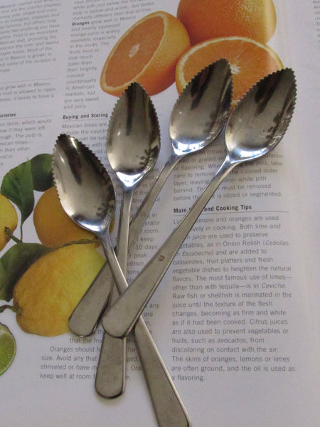 Grapefruit Citrus Spoons Mid Century  Style Set of 4 Traditional Stainless Flatware