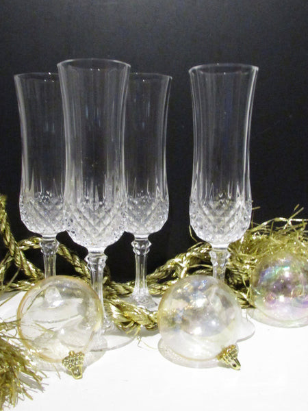 Vintage Lead Crystal Champagne Glasses Set of 4 or Set of 8 Cristal d' Arques Longchamp