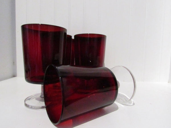 Ruby Red Arcoroc Luminarc France Footed Wine Glasses Set of 6 Large