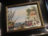 Vintage Hand Painted Miniatures on Pyralin French Ivory Miniature Paintings Gilt Frames Original Art Set of 2 French Art RARE Find