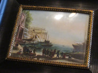 Vintage Hand Painted Miniatures on Pyralin French Ivory Miniature Paintings Gilt Frames Original Art Set of 2 French Art RARE Find