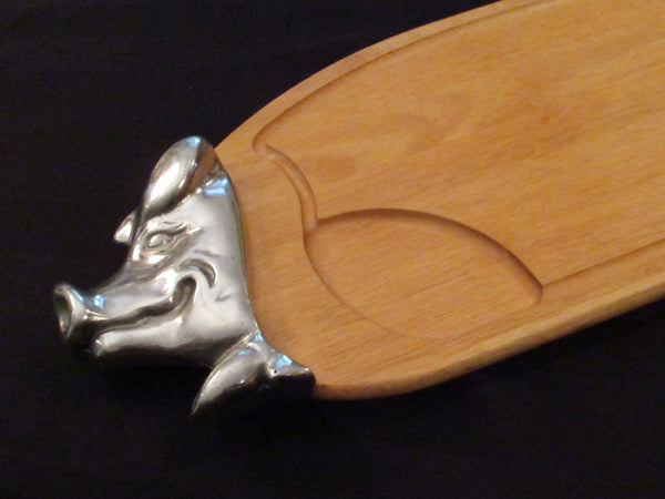 Wooden Fish Cutting Board w/ Metal Head and Tail - charcuterie