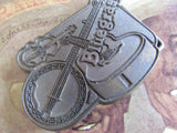 Vintage Solid Brass Bluegrass Belt Buckle Bronze Copper Tone Buckle Country Western Bluegrass Fan Nashville