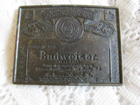 Vintage Solid Brass Budweiser Belt Buckle Bronze Copper Tone Buckle Beer Lover Gift Circa 1970's King of Beers