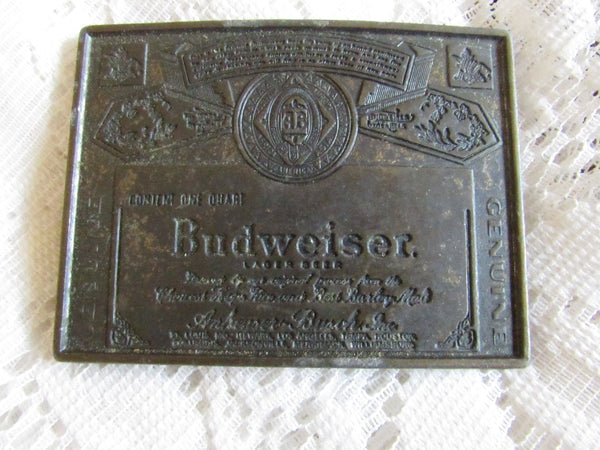 Vintage Solid Brass Budweiser Belt Buckle Bronze Copper Tone Buckle Beer Lover Gift Circa 1970's King of Beers