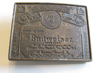 Vintage Solid Brass Budweiser Belt Buckle Bronze Copper Tone Buckle Beer Lover Gift Circa 1970's King of Beers