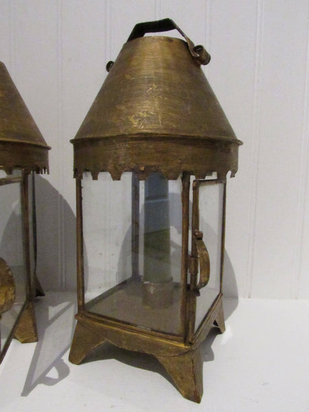 Tin Moravian Candle Lantern Hinged Door Loop For Hanging Primitive Colonial Revere Style