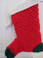 Vintage Handcrafted Crochet Christmas Stockings Mid Century Crafting  Christmas Booty Holiday Decor/Traditions