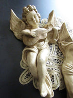 Vintage Cherub/Angel Wall Hangings Neoclassical Baroque Style Cherubs With Musical Instruments set of 2