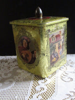 Vintage Metal Tin Box Old World Masterpieces of England Embossed Cookie Tin England Storage Box