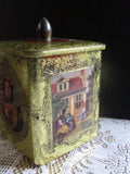 Vintage Metal Tin Box Old World Masterpieces of England Embossed Cookie Tin England Storage Box