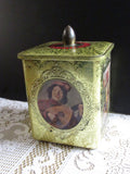 Vintage Metal Tin Box Old World Masterpieces of England Embossed Cookie Tin England Storage Box