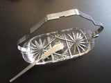 Vintage Cut Glass Butter Dish Cracker/Cheese Plate Vintage Anchor Hocking Early American Star Pattern