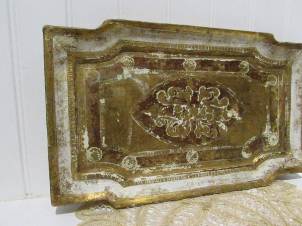 Vintage Authentic Florentine Toleware Tray Italianate Gilded Decorative Wood Tray 11.5 in Cordial Vanity Tray