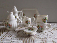 Vintage Miniature Tea Set Child's Tea Set Doll Tea Party Doll China 10 pieces Collectibles Pretend Play