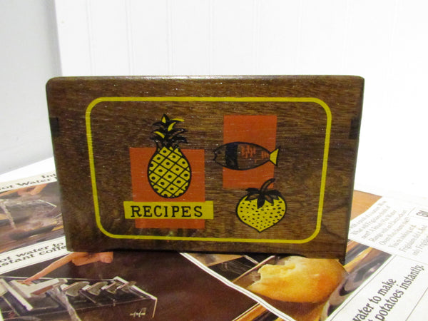 Vintage Wooden Recipe Box Recipe Holder Mid Century File Box Kitchen Storage Organization Kitchen Decor