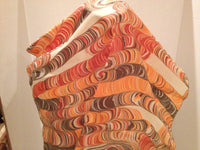 Vintage Scarf Abstract Peacock Feather Pattern  Earth Tones Mademoiselle Label Mid Century