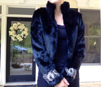 Black Fur Jacket Embellished