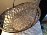 Vintage Woven Silver Wire Basket  Wine Tote French Woven Wire Basket Silverplate