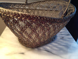 Vintage Woven Silver Wire Basket  Wine Tote French Woven Wire Basket Silverplate