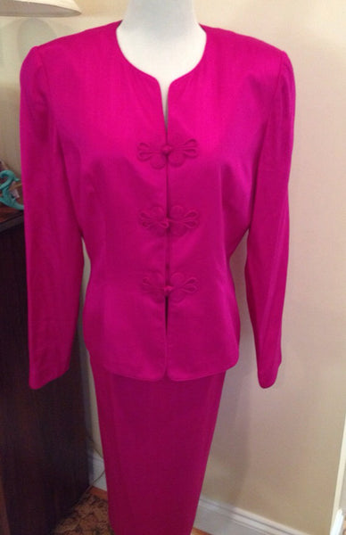 Adrianna Papell Safe Silk Magenta Suit City Casual Business Casual Summer Suit 1990's