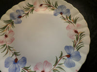 Vintage Blue Pink Pansy Cake Plate Hand Painted