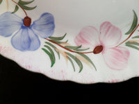 Vintage Blue Pink Pansy Cake Plate Hand Painted