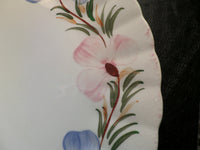 Vintage Blue Pink Pansy Cake Plate Hand Painted