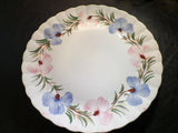 Vintage Blue Pink Pansy Cake Plate Hand Painted