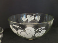 Vintage Anchor Hocking Grape Leaf Punch Bowl Set With Cups Entertaining Serving Libations Set of 10 Cups and Punchbowl