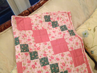 Handmade Pink Reversible Quilt Baby Quilt Nursery Home Decor