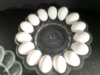 Vintage Pressed Glass Deviled Egg Plate Oyster Relish Dish Oversized