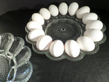 Vintage Pressed Glass Deviled Egg Plate Oyster Relish Dish Oversized