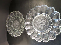 Vintage Pressed Glass Deviled Egg Plate Oyster Relish Dish Oversized