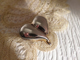 Vintage Silver Heart Pendant Brooch Pin Combo