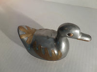 Vintage Pewter Brass Duck Trinket Box Traditional Home Office Decor Loose Change Catch All